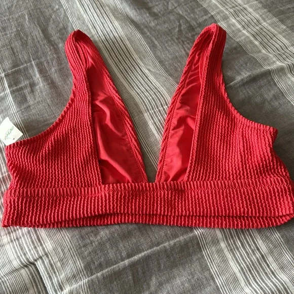 Aerie Red Textured Bikini Set - Picture 4 of 6